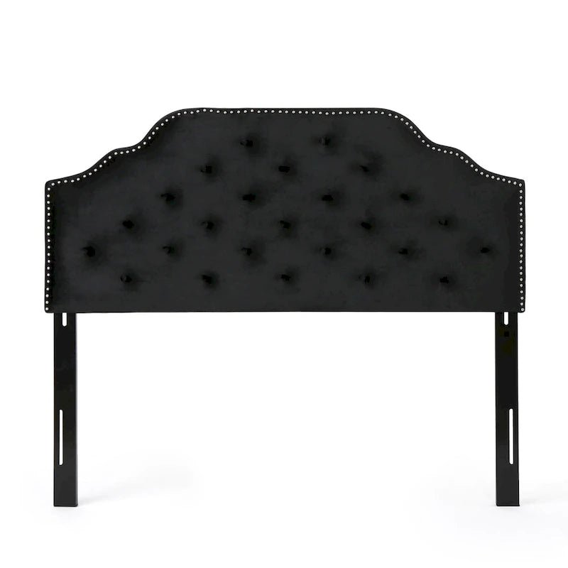 Cabeceira Queen Size Glam Velvet com Botões, Costura Diamante e Tachas Decorativas