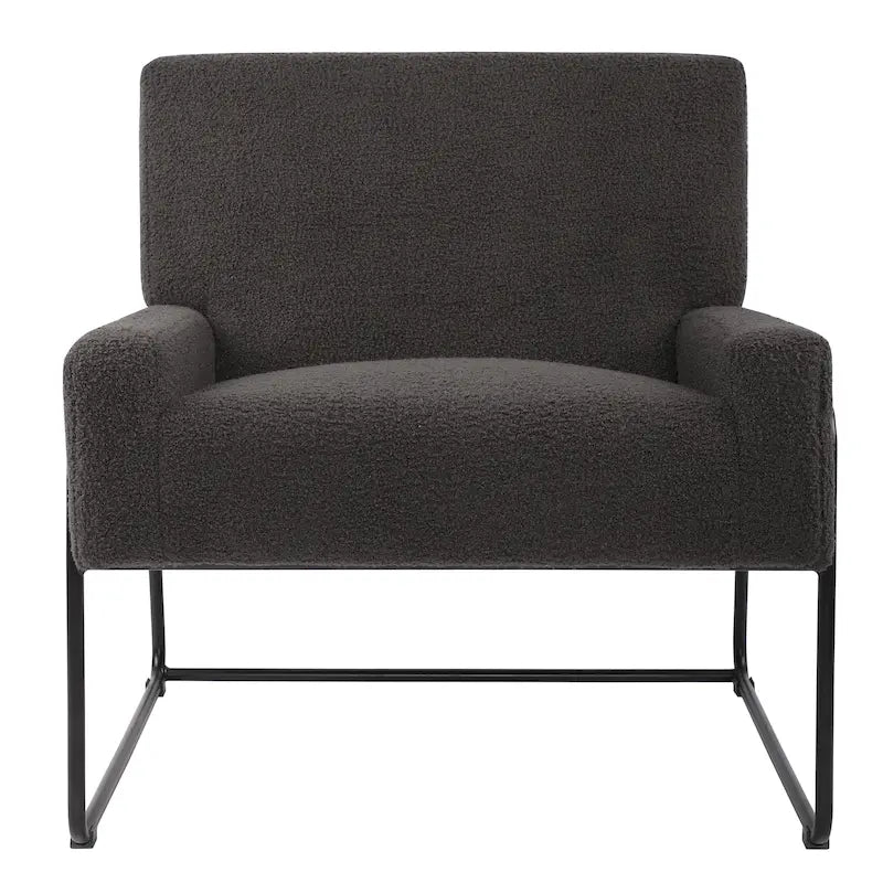 Poltrona Decorativa em Tecido Bouclé com Estofamento em Lã de Cordeiro e Estrutura em Metal Sólido