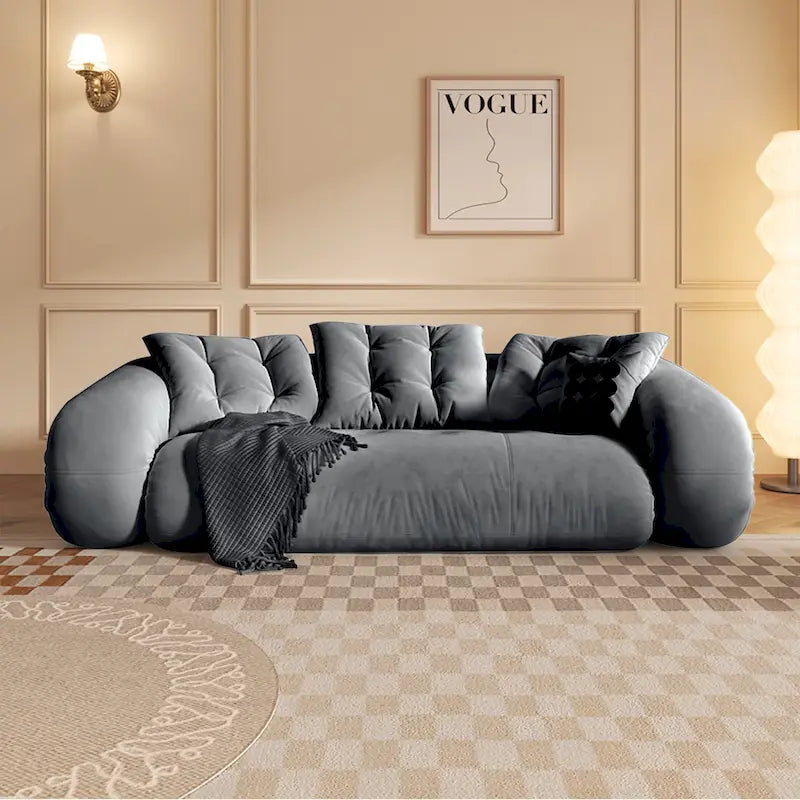 Cama de Sofá Conversível Moderna em Veludo Branco com Esponja de Alta Densidade