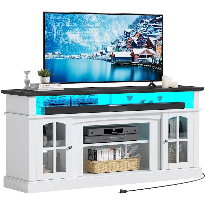Móvel de TV Alto Estilo Rústico de 58 Polegadas com Sistema LED RGB