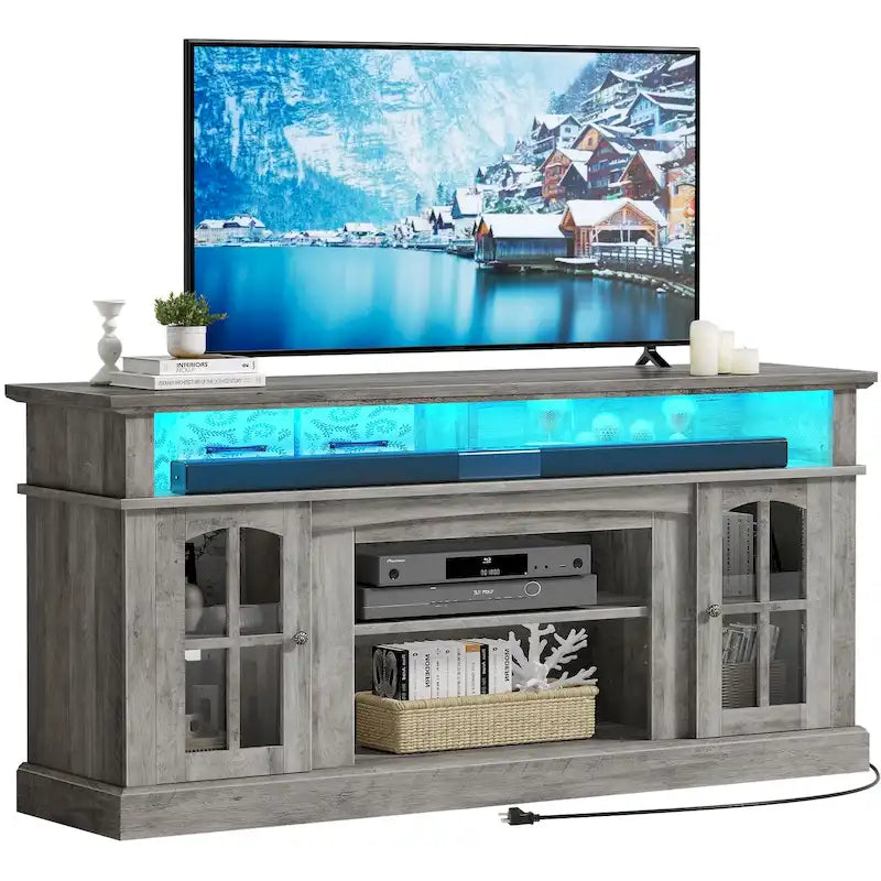 Móvel de TV Alto Estilo Rústico de 58 Polegadas com Sistema LED RGB