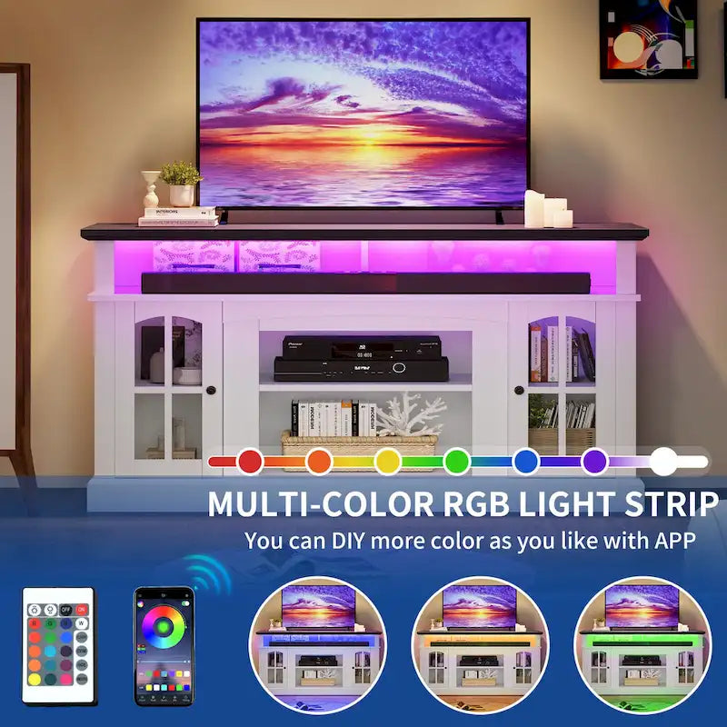 Móvel de TV Alto Estilo Rústico de 58 Polegadas com Sistema LED RGB